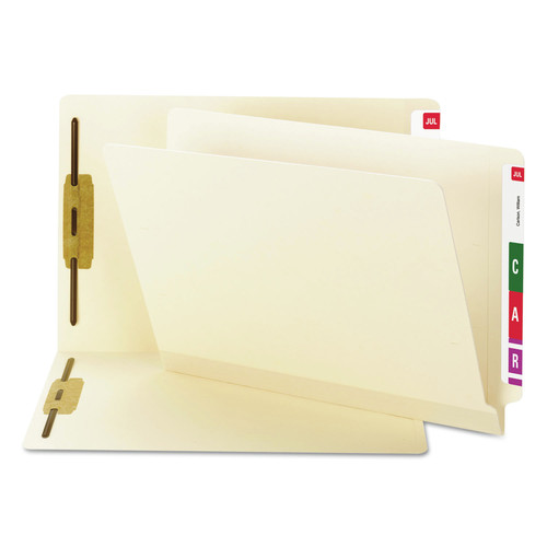 File Folders | Smead 34105 0.75 in. Expansion 2 Fasteners Letter Size TUFF Laminated Fastener Folders with Reinforced Tab - Manila Exterior (50/Box) image number 0