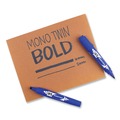 Back to School Sale | Tombow 56648 Mono Twin Fine/Broad Tips Bold Permanent Marker - Blue (10/Box) image number 4