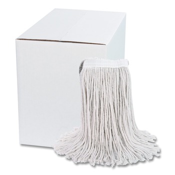 Boardwalk BWK224CCT 24 oz. Cotton Premium Cut-End Wet Mop Heads - White (12/Carton)