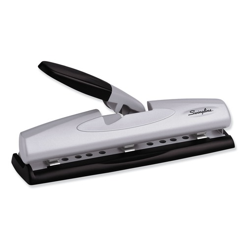 Staple Punches | Swingline A7074026E LightTouch 9/32 in. Holes 12-Sheet Desktop Two- to Three-Hole Punch - Black/Silver image number 0