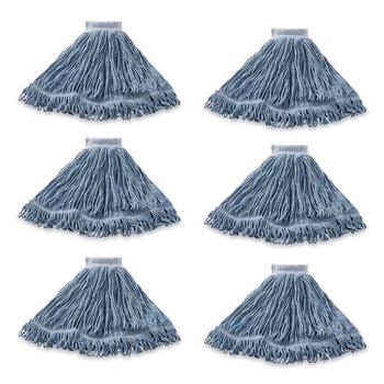 Rubbermaid Commercial FGD25306BL00 Super Stitch Cotton/Synthetic Blend Mop Head - Large, Blue (6/Carton)