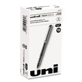 Pens | uni-ball 1734903 VISION Fine 0.7 mm Stick Needle Roller Ball Pen - Black Ink Gray/Clear/Black Barrel (1-Dozen) image number 0