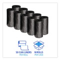 Just Launched | Boardwalk H4823RKKR01 10 Gallon 0.35 mil 24 in. x 23 in. Perforated Roll Low-Density Waste Can Liners - Black (50 Bags/Roll, 10 Rolls/Carton) image number 3
