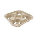 Cups and Lids | Boardwalk BWK4CUPCARRIER Four Cup Carrier Tray for 8 - 32 oz. Cups - Kraft (300/Carton) image number 1