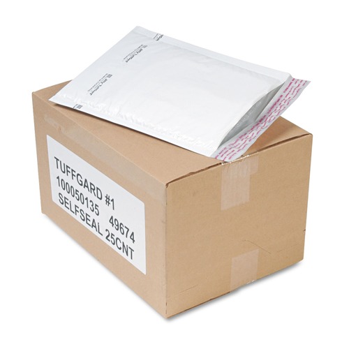 Envelopes & Mailers | Sealed Air 49674 7.5 in. x 12 in. #1 Jiffy TuffGard Self-Seal Cushioned Mailer - White (25/Carton) image number 0
