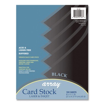 Pacon P101187 8.5 x 11 65 lb Cover Weight Array Card Stock - Black (100/Pack)