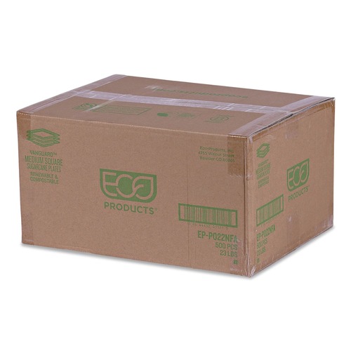 Bowls and Plates | Eco-Products EP-P022NFA 7.87 in. x 7.87 in. Vanguard Renewable and Compostable Sugarcane Plates - White (500/Carton) image number 0