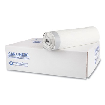 Inteplast Group DT55DRUM Draw-Tuff Institutional 42.5 in. x 35.5 in. 1.9 mil 55 gal Drawstring Draw-Tape Can Liners - Natural (10/Carton)