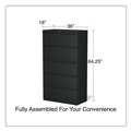Office Filing Cabinets & Shelves | Alera 25497 36 in. x 18.63 in. x 67.63 in. 5 Lateral File Drawer - Legal/Letter/A4/A5 Size, Black image number 5
