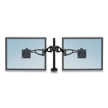Fellowes Mfg Co. 8041701 Professional Series Depth Adjustable Dual Monitor Arm with 24-lb. Capacity - Black