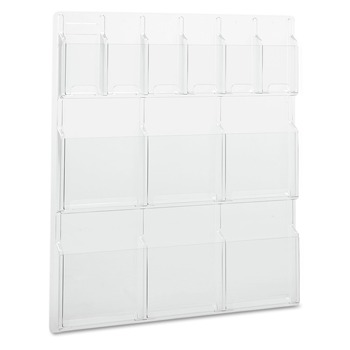 Safco 5606CL 30w x 2d x 34.75h Reveal Clear 12-Compartment Literature Displays - Clear