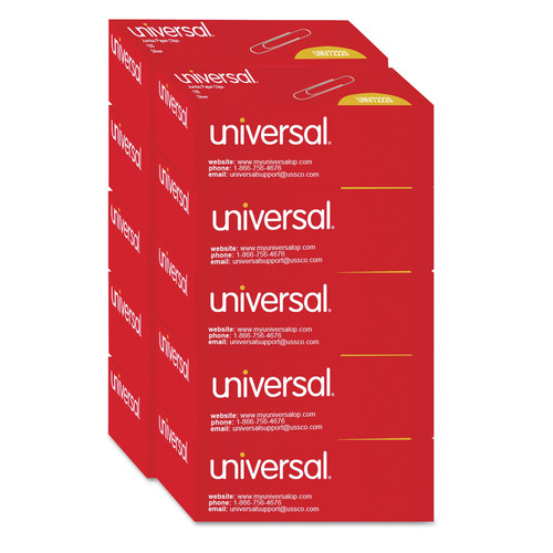 Paper Clips | Universal A7072220 Smooth Paper Clips - Jumbo, Silver (100/Box, 10 Boxes/Pack) image number 0