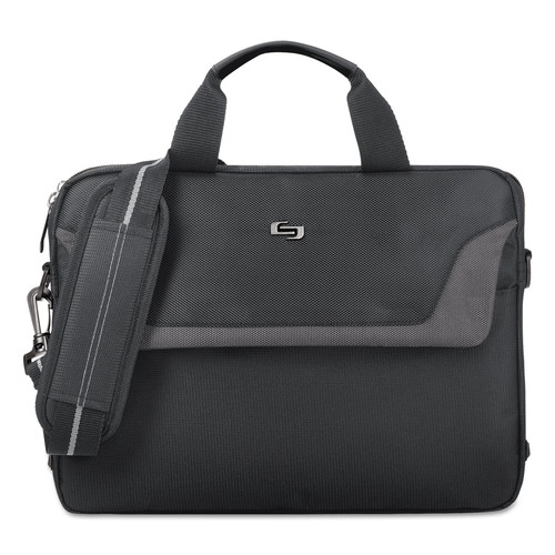 Office & Office Supplies | SOLO CLA112-4 14 in. x 1.5 in. x 10.5 in. Polyester Pro Slim Brief Case Fits Devices Up to 14.1 in. - Black image number 0