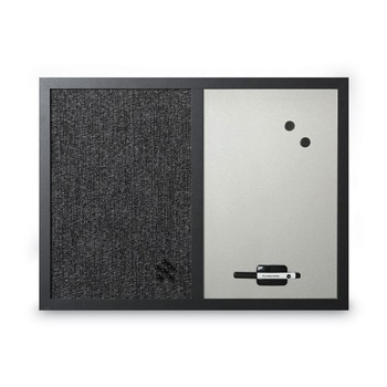 MasterVision MX04433168 24 in. x 18 in. Designer Combo MDF Wood Frame Fabric Bulletin/Dry Erase Board - Charcoal/Gray/Black