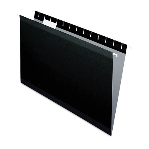 File Folders | Pendaflex 04153 1/5 BLA 1/5-Cut Tabs Colored Reinforced Hanging Legal Folders - Black (25/Box) image number 0