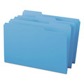 File Folders | Smead 17034 1/3-Cut Tabs Assorted Legal Size 0.75 in. Expansion Reinforced Top Tab Colored File Folders - Blue (100/Box) image number 1