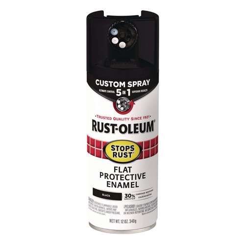 Painting | Rust-Oleum 376855 Stops Rust 5-in-1 Spray Paint, Flat Black, 12 oz Aerosol Can image number 0