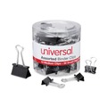 Binding Spines & Combs | Universal UNV11160 Binder Clips with Storage Tub - Small/Medium, Black/Silver (60/Pack) image number 1