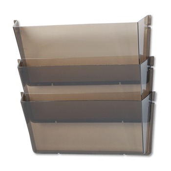 JUST LAUNCHED | Deflecto 63602RT 14.5 in. x 3 in. x 6.5 in. 3 Sections Unbreakable DocuPocket Wall File - Letter Size, Smoke (3/Pack)