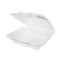 Food Service | Pactiv Corp. YTD19901ECON 9.13 in. x 9 in. x 3.25 in. Dual Tab Lock Economy Vented Foam Hinged Lid Container - White (150/Carton) image number 1