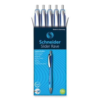 Schneider 132503 Slider Rave XB Extra-Bold 1.4 millimeter Retractable Ballpoint Pen - Blue Ink/Blue/Light Blue Barrel