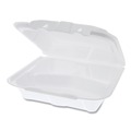 Food Trays, Containers, and Lids | Pactiv Corp. YTD188030000 8.42 in. x 8.15 in. x 3 in. Dual Tab Lock Foam Hinged Lid Containers - White (150/Carton) image number 2