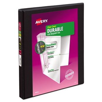 Avery 17001 3 Slant Rings 0.5 in. Capacity 11 in. x 8.5 in. Durable View Binder with DuraHinge - Black