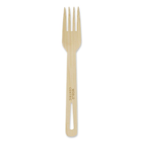 Cutlery | World Centric FO-BB-67 6.7 in. Bamboo Cutlery Fork - Natural (2000/Carton) image number 0