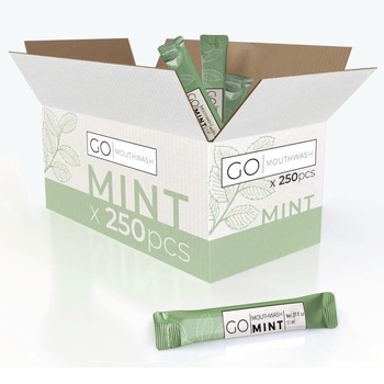  | Go Mouthwash MW250 0.37 oz. Individual Mouthwash Packets - Mint Flavor (250/Box)