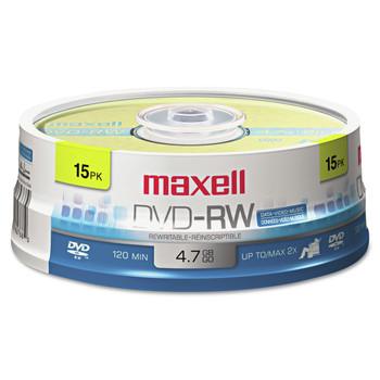 Maxell 635117 4.7 GB 2x DVD-RW Spindle Rewritable Disc - Gold (15/Pack)