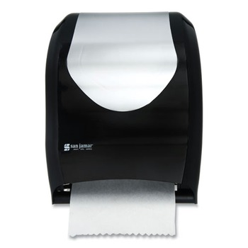 PRODUCTS | San Jamar T1370BKSS 16.75 in. x 10 in. x 12.5 in. Tear-N-Dry Touchless Roll Towel Dispenser - Black/Silver