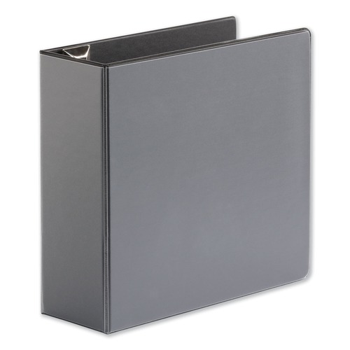 Binders | Universal UNV30753 4 in. Capacity 11 in. x 8.5 in. 3 Rings Deluxe Easy-to-Open D-Ring View Binder - Black image number 0