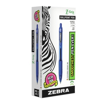 Zebra 22220 Z-Grip Medium 1 millimeter Retractable Ballpoint Pen - Blue Ink/Translucent Blue/Blue Barrel (1-Dozen)