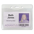 Label & Badge Holders | Advantus 75411 3.75 in. x 3.25 in. Holder 3.5 in. x 2.5 in. Insert Pre-Punched for Chain/Clip Horizontal Security ID Badge Holders - Clear (50/Box) image number 1