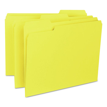 Smead 10271 1/3-Cut Tabs Assorted Letter Size 0.75 in. Expansion Interior File Folders - Yellow (100/Box)