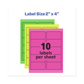 Labels | Avery 06481 2 in. x 4 in. High-Vis Removable Laser/Inkjet ID Labels with Sure Feed - Assorted Neon (120/Pack) image number 1