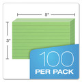 Flash Cards | Oxford 7321 GRE 3 in. x 5 in. Ruled Index Cards - Green (100/Pack) image number 1