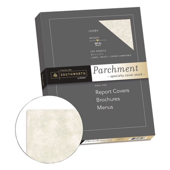 Southworth Z980CK 65 lbs. Cover Weight 8.5 in. x 11 in. Parchment Specialty Paper - Ivory (100/Pack)