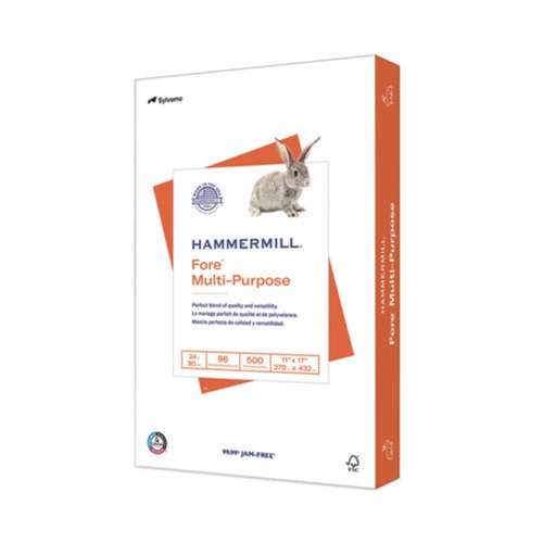 Copy & Printer Paper | Hammermill 10284-8 Fore Multipurpose 24 lbs. 11 in. x 17 in. Print Paper - 96 Bright White (500/Ream) image number 0