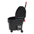 Mop Buckets | Rubbermaid Commercial 1863898 35 qt. WaveBrake 2.0 Down-Press Plastic Bucket/Wringer Combos - Black image number 0