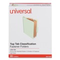 File Folders | Universal UNV10407 2 Dividers 6 Fasteners Heavy-Duty Pressboard Cover Letter Size Six-Section Classification Folders - Light Green (20/Box) image number 0