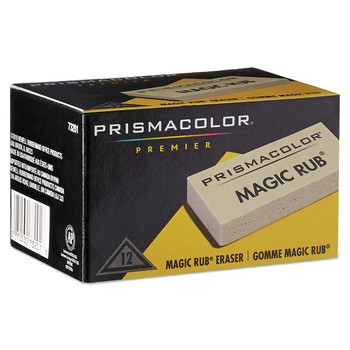 Prismacolor 73201 MAGIC RUB Rectangular Block Medium Eraser for Pencil/Ink Marks - Off-White (1-Dozen)