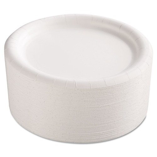  | AJM Packaging Corporation AJM CP9AJCWWH14 9 in. Diameter Premium Coated Paper Plates - White (125/Pack, 4 Packs/Carton) image number 0