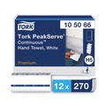 Paper Towels and Napkins | Tork 105066 1-Ply 7.91 in. x 8.85 in. PeakServe Continuous Hand Towel - White (12/Carton) image number 1
