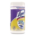 Hand Wipes | LYSOL Brand 19200-81700 7 in. x 7.5 in. 1-Ply Dual Action Disinfecting Wipes - Citrus Scent White/Purple image number 1