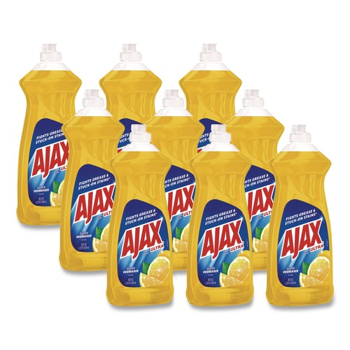 Dish Soaps | Ajax 144673 28 oz. Bottle Dish Detergent - Lemon Scent (9/Carton) image number 0