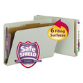 File Folders | Smead 29800 2 in. Expansion 1 Divider Legal Size 4 SafeSHIELD Fasteners End Tab Pressboard Classification Folders - Gray-Green (10/Box) image number 1