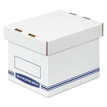 Bankers Box 4662101 6.25 in. x 8.13 in. x 6.5 in. Organizer Storage Boxes - Small, White/Blue (12/Carton)