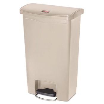 Rubbermaid Commercial 1883458 Streamline 13-Gallon Resin Front Step Style Step-On Container - Beige