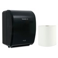 Paper Towel Holders | Boardwalk 33GREEN35XTRA-BNDL 12.31 in. x 9.31 in. x 15.94 in. Black Xtra Electronic Hand Towel Dispenser with 1-Ply 8 in. x 800 ft. White Xtra Roll Towels Bundle (6 Rolls/Carton) image number 0